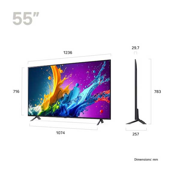 ابعاد تلویزیون ال جی کیوند 80T